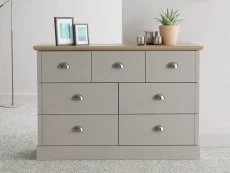 GFW GFW Kendal Light Grey and Oak 4+3 Drawer Chest of Drawers