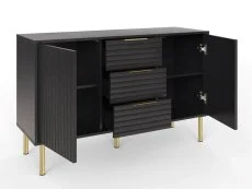 GFW Nervata Black and Gold 2 Door 3 Drawer Sideboard