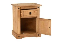 Seconique Corona Pine 1 Door 1 Drawer Bedside Table