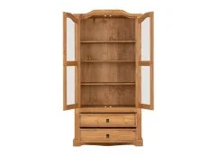 Seconique Corona Pine and Glass 2 Door 2 Drawer Display Cabinet