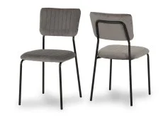 Seconique Seconique Sheldon Glass and Black Dining Table and 4 Grey Velvet Chairs