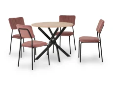 Seconique Sheldon Sonoma Oak Dining Table and 4 Pink Velvet Chairs