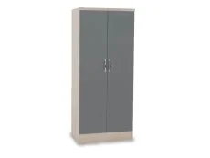 Seconique Seconique Nevada Grey Gloss and Oak 2 Door Double Wardrobe