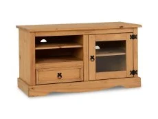 Seconique Seconique Corona Pine and Glass 1 Door 1 Drawer TV Cabinet