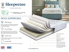 Sleepeezee Sleepeezee Wool Superb Natural Pocket 2800 6ft Super King Size Mattress