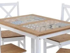 Seconique Salvador White and Tile Dining Table and 4 Chair Set