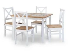 Seconique Seconique Salvador White and Tile Dining Table and 4 Chair Set