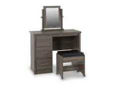 Seconique Seconique Lisbon Black Wood Grain 3 Drawer Dressing Table Set with Mirror