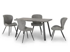 Seconique Seconique Quebec Wave Concrete Effect Dining Table and 4 Grey Chair Set