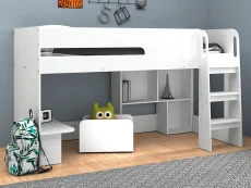 Kidsaw Kidsaw Kudl 3ft Single White Mid Sleeper Bed Frame with Desk and Toy Box
