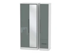 Welcome Welcome Monaco Gloss 3 Door 2 Small Drawer Tall Mirrored Triple Wardrobe (Assembled)