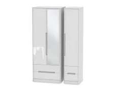 Welcome Monaco Gloss 3 Door 4 Drawer Tall Mirrored Triple Wardrobe (Assembled)