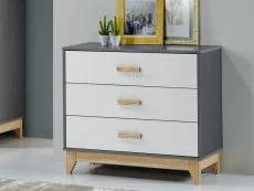 Seconique Seconique Cleveland Grey and White 3 Drawer Chest of Drawers