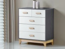 Seconique Cleveland Grey and White 3+2 Drawer Chest of Drawers