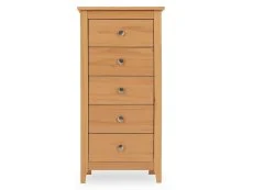 Seconique Seconique Oslo Antique Pine 5 Drawer Tall Narrow Chest of Drawers