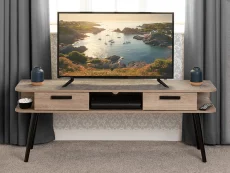Seconique Seconique Saxton Mid Oak and Concrete Effect 2 Drawer TV Cabinet