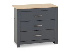 Seconique Seconique Portland Grey and Oak 3 Drawer Chest of Drawers