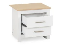 Seconique Seconique Portland White and Oak 2 Drawer Bedside Table