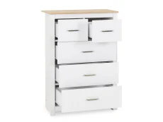 Seconique Portland White and Oak 3+2 Drawer Chest of Drawers
