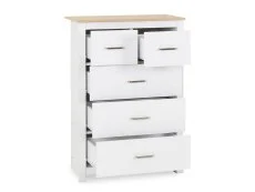 Seconique Portland White and Oak 3+2 Drawer Chest of Drawers