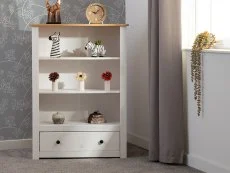 Seconique Seconique Panama White and Waxed Pine 1 Drawer Bookcase