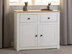 Seconique Seconique Panama White and Waxed Pine 2 Door 2 Drawer Sideboard