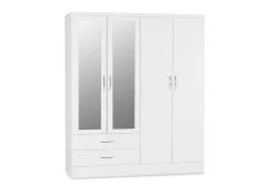 Seconique Seconique Nevada White High Gloss 4 Piece Large Bedroom Furniture Package