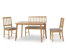 Seconique Seconique Austin Oak Dining Table with Dining Bench and 2 Chair Set