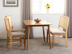 Seconique Seconique Austin Oak Dining Table with Ellis Rattan Dining Bench and 2 Chair Set