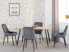 Seconique Seconique Hamilton 140cm Dining Table with 4 Avery Grey Velvet Dining Chairs