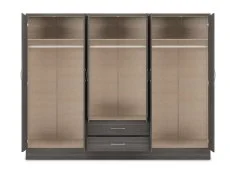 Seconique Seconique Nevada Black 6 Door 2 Drawer Mirrored Wardrobe