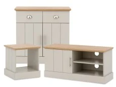 GFW GFW Kendal Light Grey and Oak 3 Piece Living Room Furniture Set