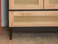 Birlea Birlea Croxley Rattan and Black 2 Door 1 Drawer Wardrobe