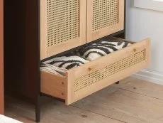 Birlea Birlea Croxley Rattan and Black 2 Door 1 Drawer Wardrobe
