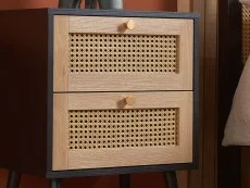 Birlea Birlea Croxley Rattan and Black 2 Drawer Bedside Table