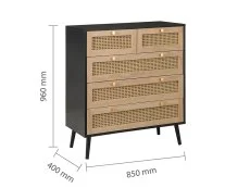 Birlea Birlea Croxley Rattan and Black 3+2 Drawer Chest of Drawers