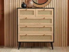 Birlea Birlea Croxley Rattan and Black 3+2 Drawer Chest of Drawers
