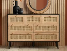 Birlea Birlea Croxley Rattan and Black 7 Drawer Chest of Drawers
