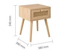 Birlea Birlea Croxley Rattan and Oak 1 Drawer Bedside Table
