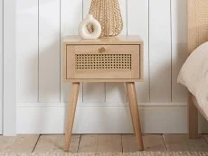 Birlea Furniture & Beds Birlea Croxley Rattan and Oak 1 Drawer Bedside Table