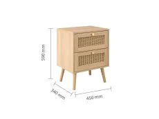 Birlea Birlea Croxley Rattan and Oak 2 Drawer Bedside Table