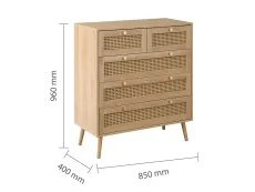 Birlea Birlea Croxley Rattan and Oak 3+2 Drawer Chest of Drawers