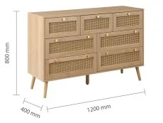 Birlea Birlea Croxley Rattan and Oak 7 Drawer Chest of Drawers