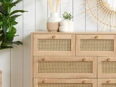 Birlea Birlea Croxley Rattan and Oak 7 Drawer Chest of Drawers