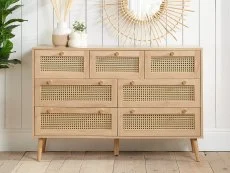 Birlea Birlea Croxley Rattan and Oak 7 Drawer Chest of Drawers
