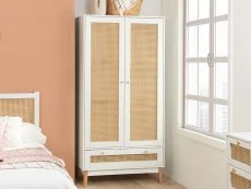 Birlea Furniture & Beds Birlea Croxley Rattan and White 2 Door 1 Drawer Wardrobe