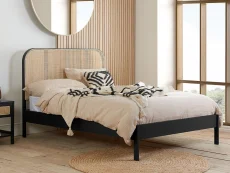 Birlea Furniture & Beds Birlea Margot 5ft King Size Rattan and Black Wooden Bed Frame