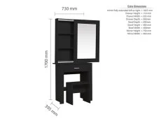 Birlea Furniture & Beds Birlea Evelyn Black 1 Drawer Storage Dressing Table and Stool