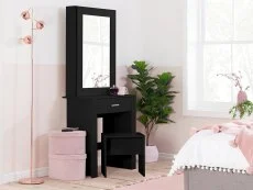 Birlea Birlea Evelyn Black 1 Drawer Storage Dressing Table and Stool
