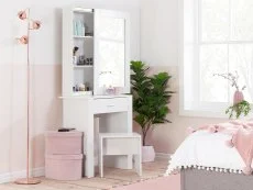 Birlea Birlea Evelyn White 1 Drawer Storage Dressing Table and Stool